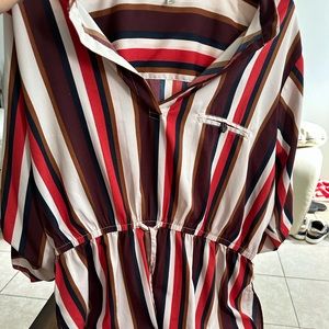 Striped blouse tie up waist